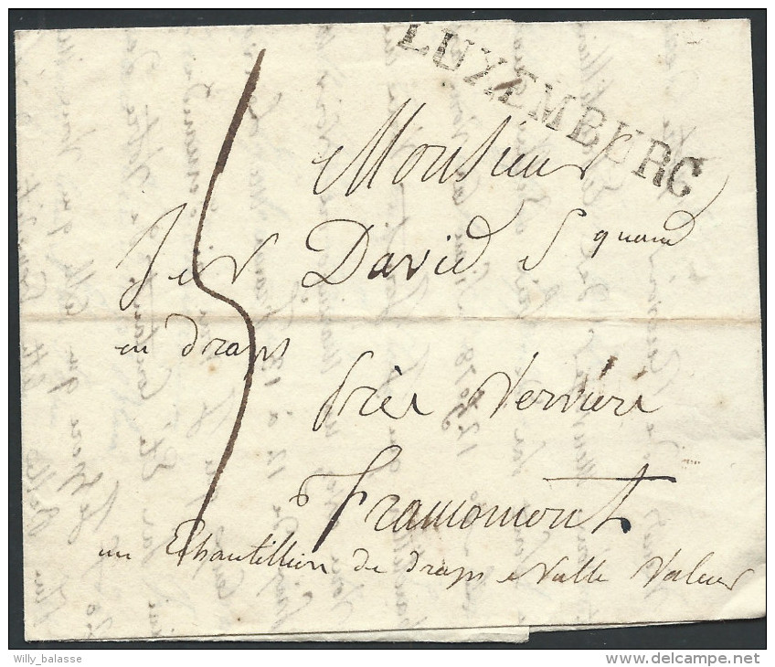 L 1823 Marque LUXEMBURG "échantillon De Drap Nulle Valeur" + "5" Pour Verviers - 1815-1830 (Dutch Period)