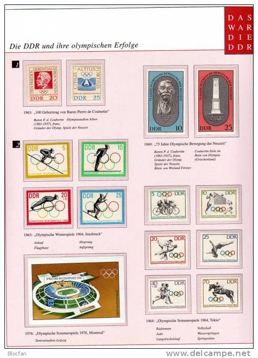 Olympische Erfolge Dokumentation 1/4 DDR 7 Ausgaben ** 14€ Coubertin Hb Ms Sport Se-tenant Olympic Stamps Bf GDR Germany - Summer 1964: Tokyo