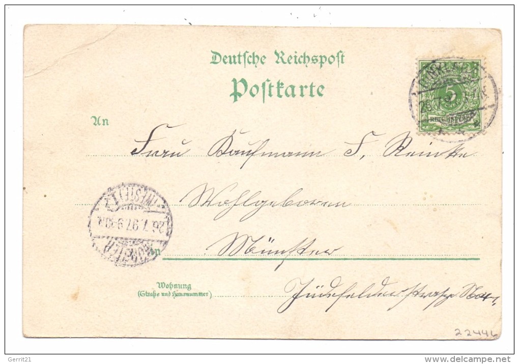 2843 DINKLAGE, Lithographie, Hotel I. Stern, Krankenhaus, ...., 1897, Kl. Druckstelle - Dinklage