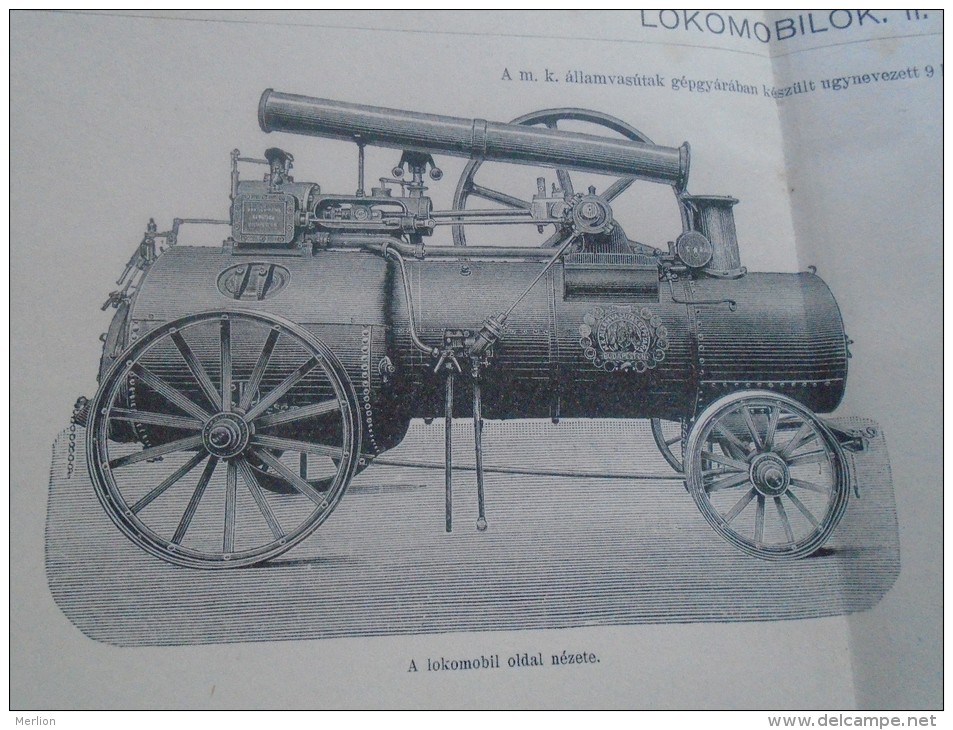 Old  Print - Lokomobilok II- Locomobile - Locomotion -Engine   Hungary  Pallas Lexikon Ca 1890's  BA31.13 - Ex Libris