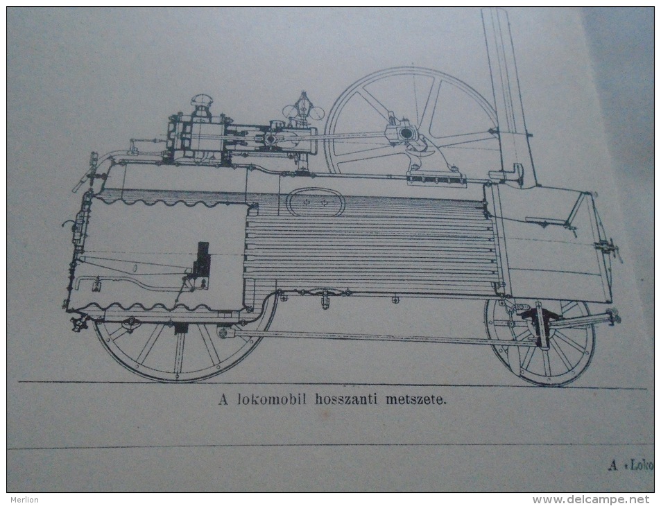 Old  Print - Lokomobilok II- Locomobile - Locomotion -Engine   Hungary  Pallas Lexikon Ca 1890's  BA31.13 - Ex Libris