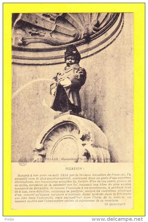 * Brussel - Bruxelles - Brussels * (Albert, Nr 22, Ct Ducornet) Manneken Pis En Chasseur Alpin, Statue, Monument - Bruselas (Ciudad)