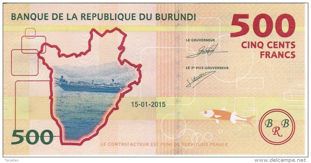 BILLETE DE BURUNDI DE 500 FRANCS DEL AÑO 2015  SIN CIRCULAR-UNCIRCULATED (BANKNOTE) - Burundi