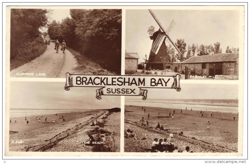Bracklesham Bay, Sussex - 1955 - Valentine's - Multi-view Real Photo (Clappers Lane, Earnley Mill, Views Of The Beach) - Sonstige & Ohne Zuordnung