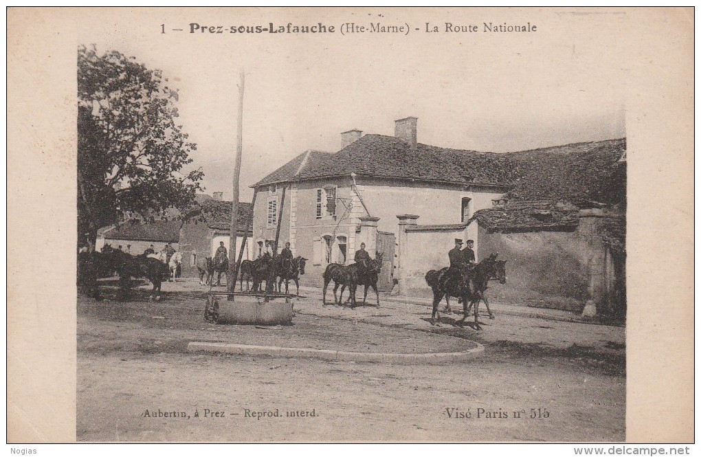 PREZ SOUS LAFAUCHE - LA ROUTE NATIONALE - BELLE CARTE ANIMEE AVEC UN DEFILE DE CAVALIERS -  TOP !!! - Autres & Non Classés