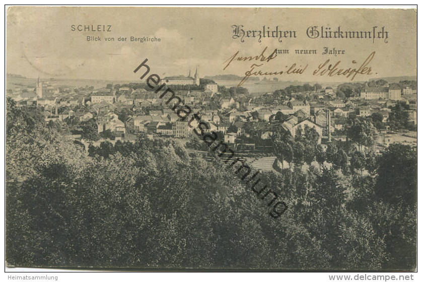 Schleiz - Blick Von Der Bergkirche - Verlag H. Körner Schleiz Gel. 1911 - Schleiz