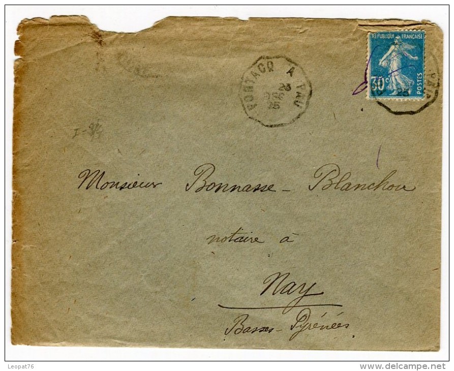 Oblitération Ambulant " Pontacq à Pau" Sur Enveloppe En 1925  Référence 465 - 1877-1920: Période Semi Moderne