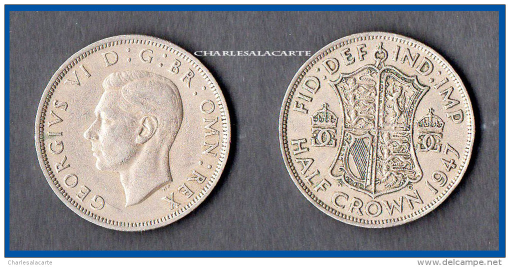 GREAT BRITAIN 1947  GEORGE VI  HALF-CROWN 2/6d.  GOOD TO FINE CONDITION - K. 1/2 Crown