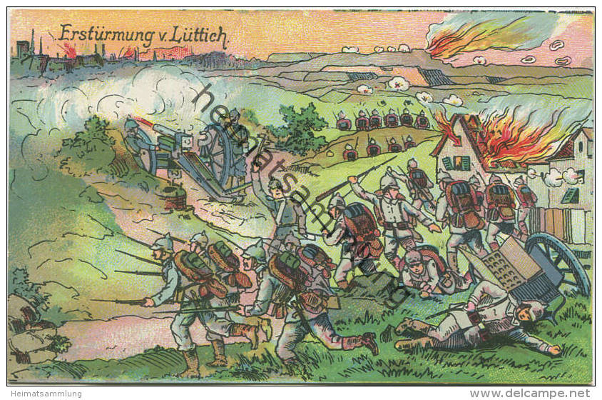 Erstürmung Von Lüttich - Gedenkpostkarte 1914-1916 - Rückseite 1917 Beschrieben - Guerre 1914-18