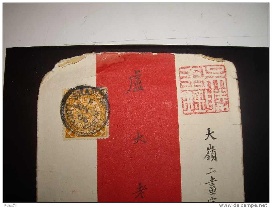 CHINE CHINA  Cover 1906 Obl SHANGHAI Local-+4 Tampons  Spéciaux - Lettres & Documents