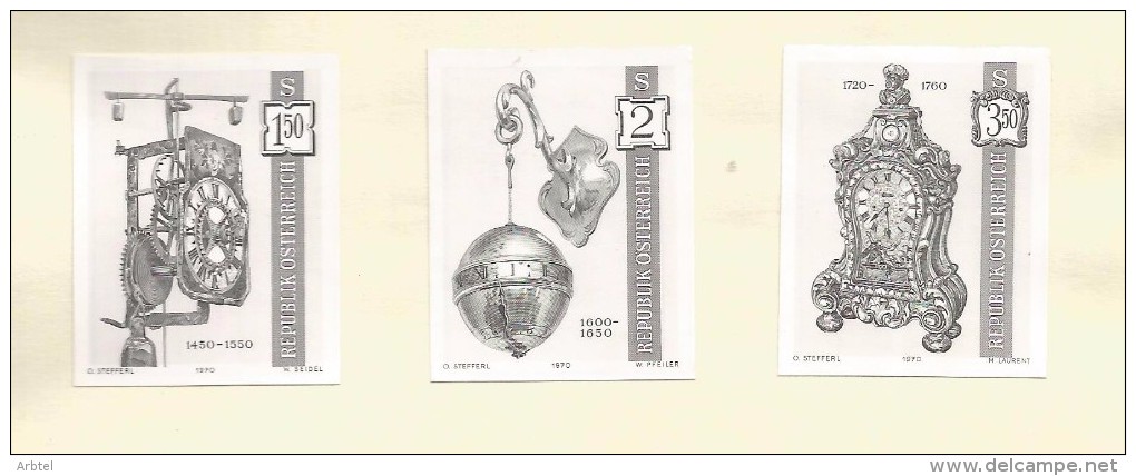 AUSTRIA IMPERFORATE BLACK PROOF ON POST OFFICE DOCUMENT CLOCK WATCHES - Horlogerie
