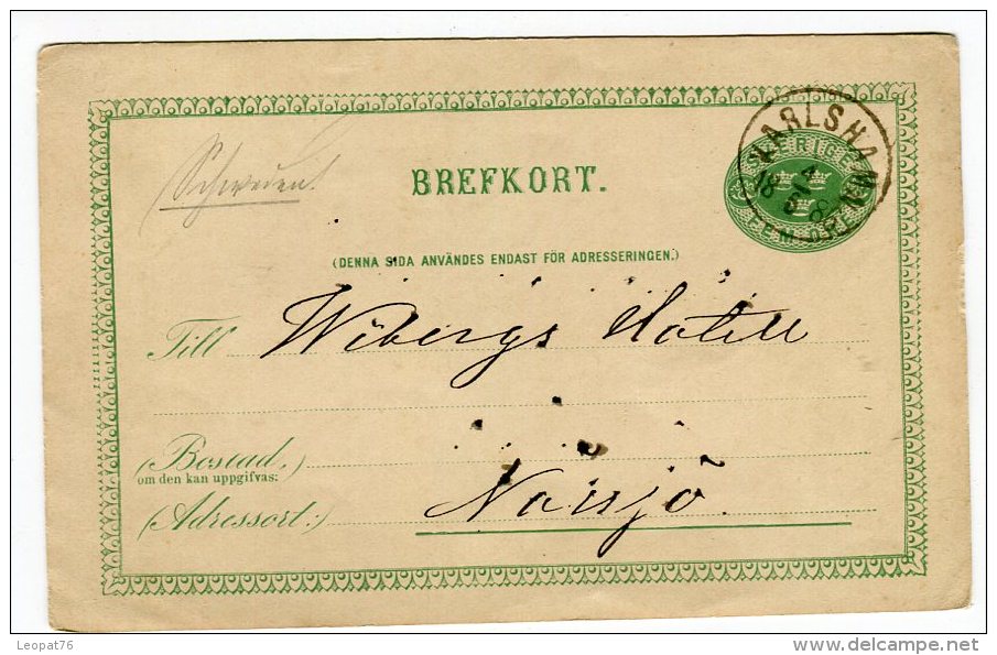 Suède -  Entier Postal De Karlshamn En 1886  Référence 489 - Postal Stationery