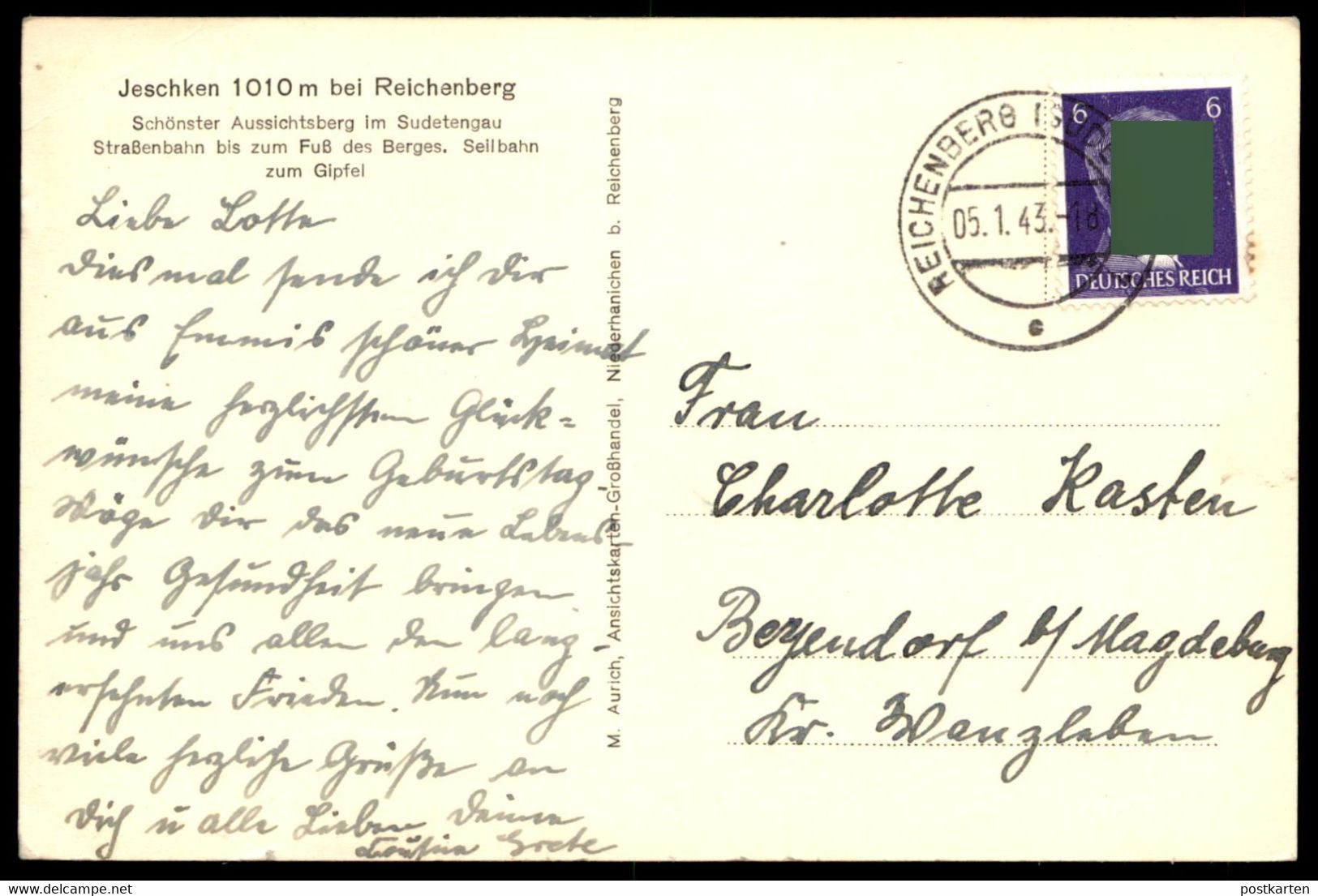 ALTE POSTKARTE JESCHKEN 1010 M BEI REICHENBERG 1943 Liberec Sudeten Cpa AK Postcard Ansichtskarte - Sudeten