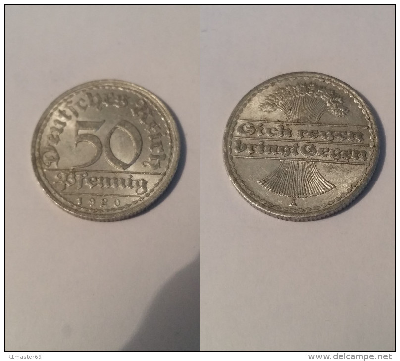50 Reichspfennig 1920 Atelier A - 50 Rentenpfennig & 50 Reichspfennig