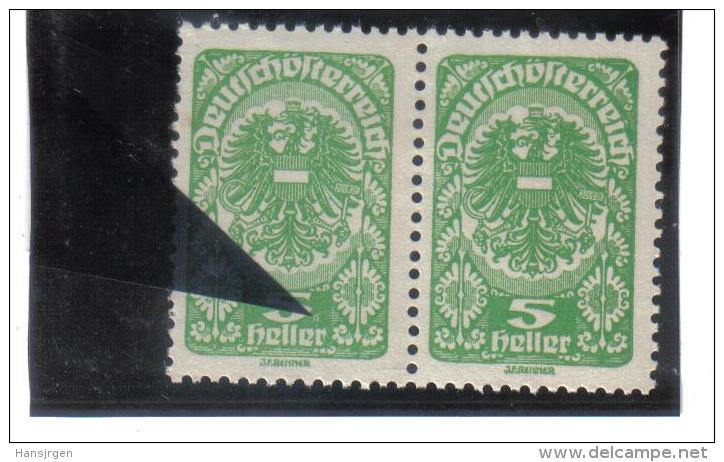 PLF436 ÖSTERREICH 1919 Michl 256 ** PLATTENFEHLER FARBFLECK Neben 5 Im PAAR Mit Normaler MARKE Siehe ABBILDUNG - Variétés & Curiosités