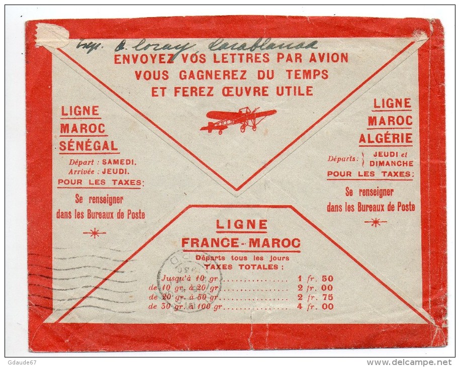 1930 - ENVELOPPE ILLUSTREE PAR AVION De CASABLANCA Avec DAGUIN Pour NIMES - Briefe U. Dokumente