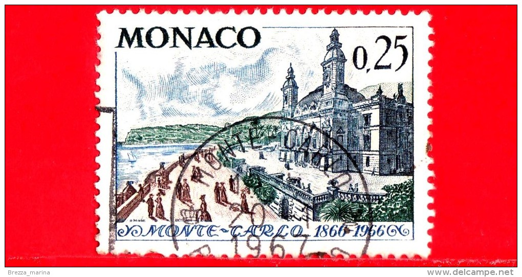 Principato Di MONACO - Usato - 1966 - 100 Anni Del Casino Di Monte Carlo - 0.25 - Oblitérés