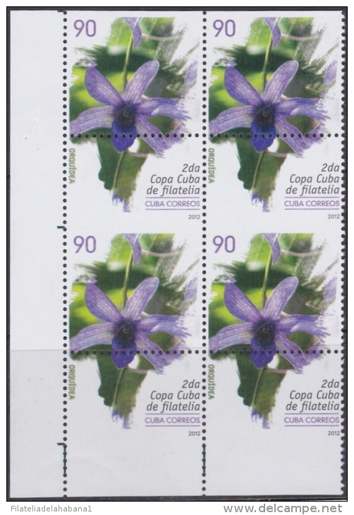 2012.303 CUBA 2012 MNH PERFORATION ERROR. COPA CUBA ORQUIDEA ORCHID FLOWER BLOCK 4. - Imperforates, Proofs & Errors