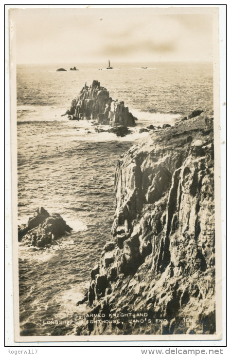 Cliffs, Armed Knight And Longships Lighthouse, Land´s End, 1956 Postcard - Land's End