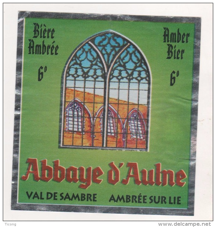 BIERE ABBAYE D AULNE ( VITRAIL, VUE DE L ABBAYE ) BRASSERIE DU VAL DE SAMBRE GOZEE THUIN BELGIQUE  - VOIR LE SCANNER - Bière