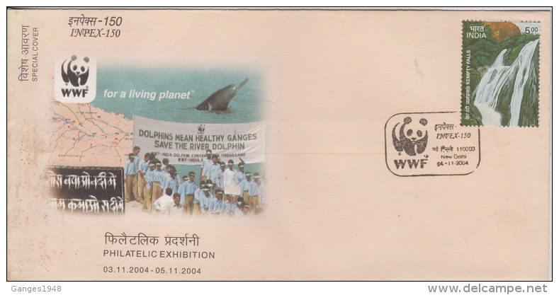 India  2004  Save The River Dolphin  WWF  New Delhi Cover   # 89582  Inde  Indien - Dolphins