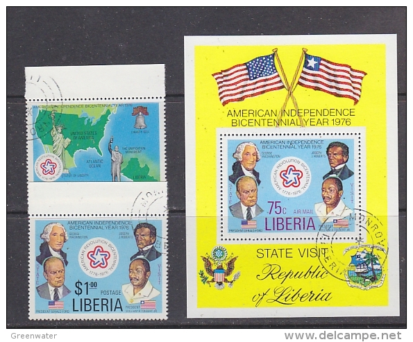 Liberia 1976 US Bicentennial 2v + M/s Used Cto (27407) - Liberia
