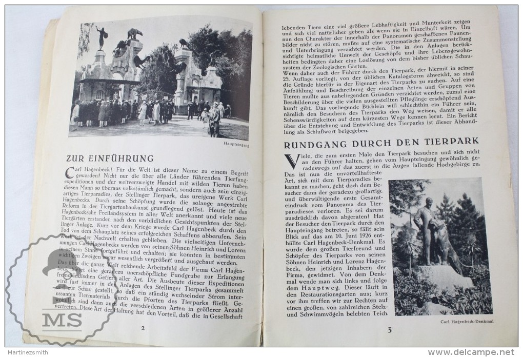 Old 1936 German Zoo Book: Führer Durch - Carl Hagenbecks Tierpark Parc Zoologique - Animals