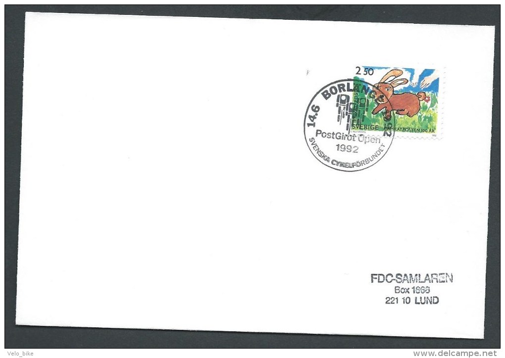 Sweden BICYCLE  Postmark Borlänge 14.6.1992 Post Girot Open  Cyclism Race Vélo Cycling Fiets Fahrrad Rabbit - Altri & Non Classificati