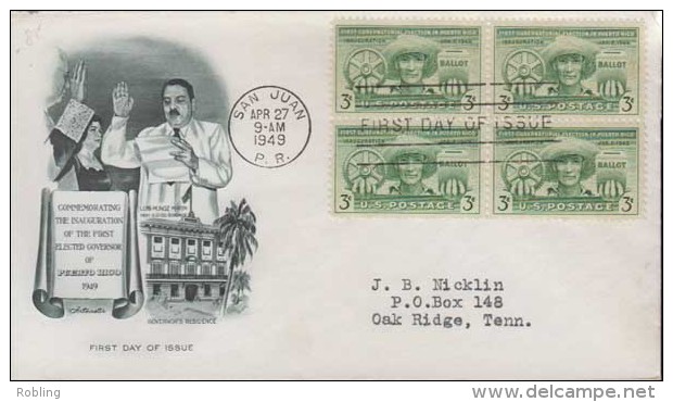 USA.Luis Munoz Marin.Puerto Rico 1949.FDC 004 - Other & Unclassified