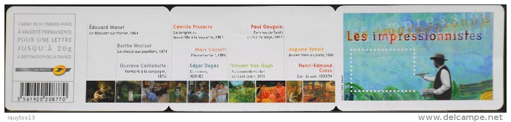 FRANCE 2006 - BANDE CARNET - Les Impressionnistes N° BC74 Y & T - 10 TIMBRES AUTOADHESIFS NEUFS** Au Tarif Lettre Priori - Carnets