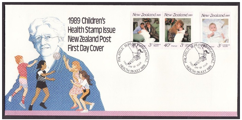 New Zealand #B135a-36 F-VF Unaddressed Cacheted FDC - Health, Royalty (1989) - FDC