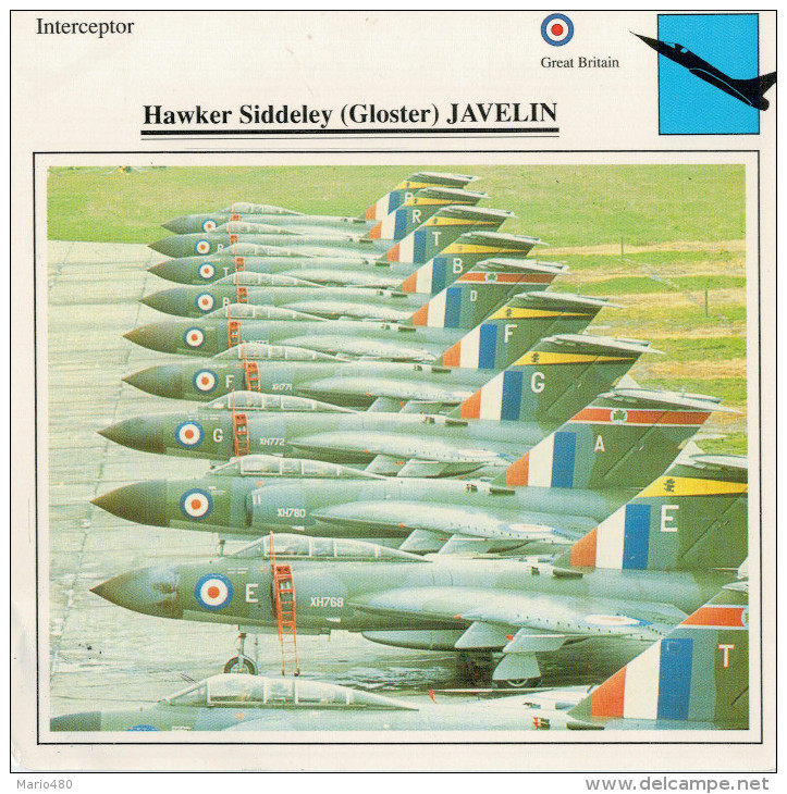 HAWKER  SIDDELEY (GLOSTER)  JAVELIN    2 SCAN  (NUOVO CON DESCRIZIOENE TECNICA  SUL RETRO) - 1946-....: Moderne