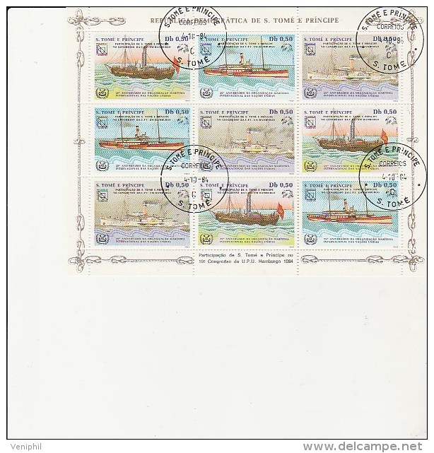 SAINT THOMAS ET PRINCE -N° 796 A 798 OBLITERE EN BLOC DE 9 TB  ANNEE 1984- THEMATIQUE BATEAUX ANCIENS - Sao Tome Et Principe