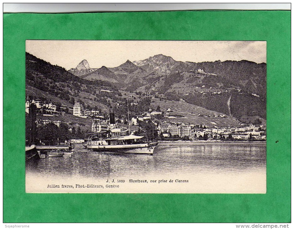 Montreux Vue Prise De Clarens (bateau à Vapeur De Montreux - Steamboat - Canton De Vaud) - Montreux