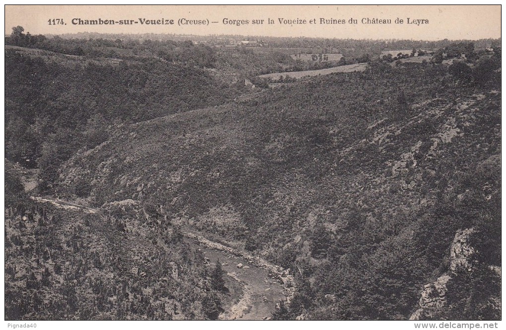 Cp , 23 , CHAMBON-sur-VOUEIZE , Gorges Sur La Voueize Et Ruines Du Château De Leyra - Chambon Sur Voueize