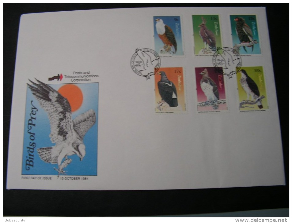 == Zimbabwe , 1984   FDC Adler , Birds .. Vögel  297-302 - Zimbabwe (1980-...)