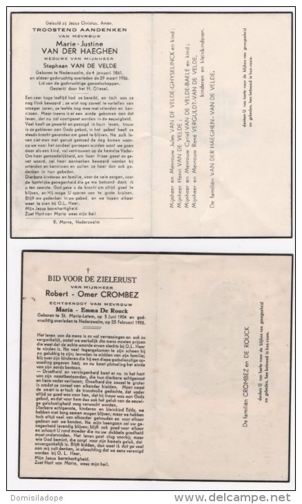 Doodsprentjes - 1955 Robert-Omer Crombez / 1956 Marie-Justine Van Der Haeghen / Nederzwalm - Andachtsbilder