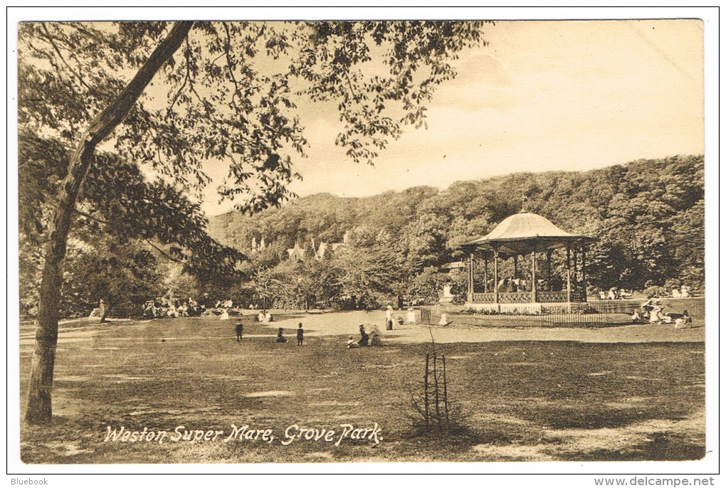 RB 1084 - 1912 Postcard - Grove Park &amp; Bandstand - Weston-super-Mare Somerset - Good Postmark - Weston-Super-Mare