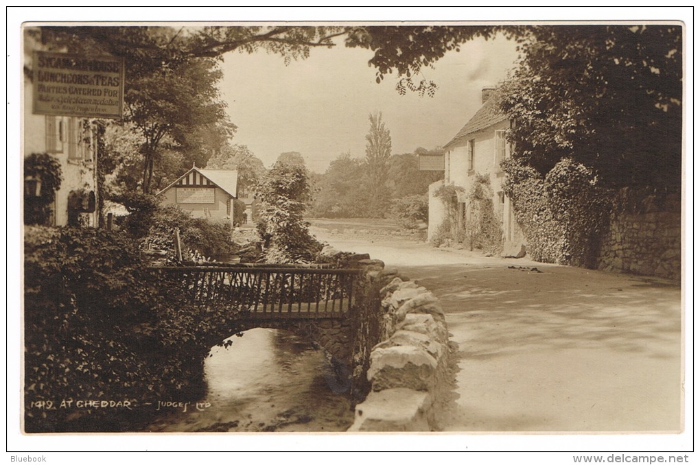 RB 1085 - Judges Real Photo Postcard - Houses Tearooms &amp; Bridge - At Cheddar Somerset - Cheddar