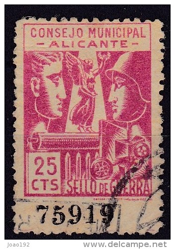 GUERRA CIVIL - ALICANTE - EDIFIL Nº 17 - CONSEJO MUNICIPAL DE ALICANTE - Viñetas De La Guerra Civil