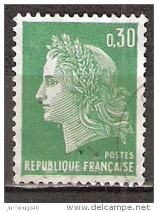 Timbre France Y&T N°1536A (12) Obl  Marianne De Cheffer.  0 F.30 Vert. Cote 0,15 € - 1967-1970 Maríanne De Cheffer