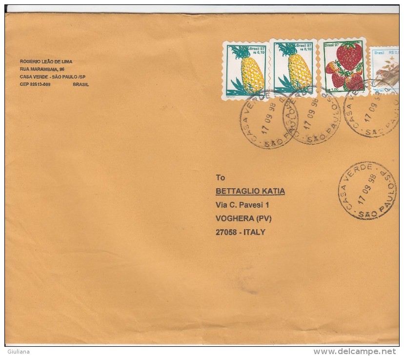 Brasile 1998 - Lettera X L´Italia Affrancata Con 4  Stamps - Briefe U. Dokumente