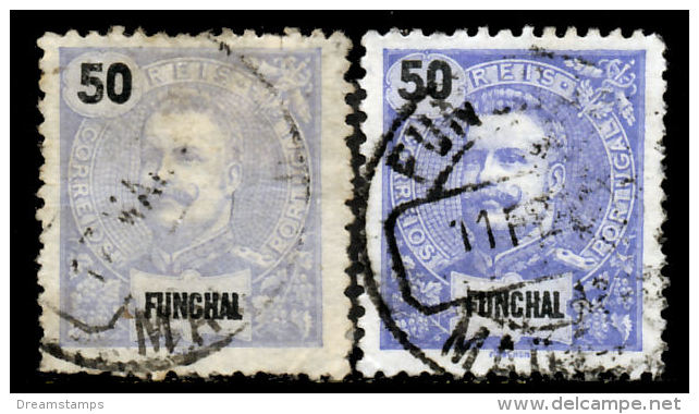 !										■■■■■ds■■ Funchal 1898 AF#29ø King Carlos Mouchon New Colors 50 VARIETIES (x10610) - Funchal