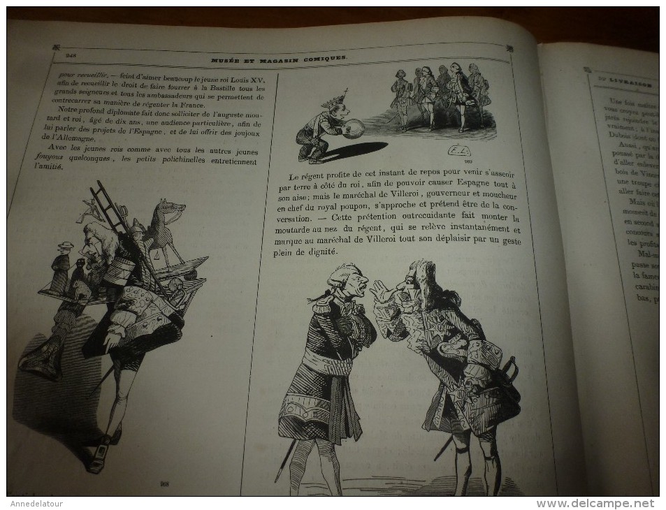 Journal pour rire années 1840  Musée PHILIPON  : Musée et Magasin comiques LES HOMMES A TÊTES DE BÊTES , Croquis divers