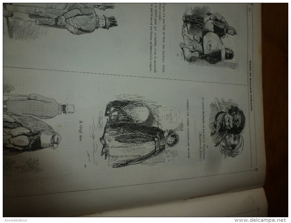 Journal pour rire années 1840  Musée PHILIPON  : Musée et Magasin comiques LES HOMMES A TÊTES DE BÊTES , Croquis divers