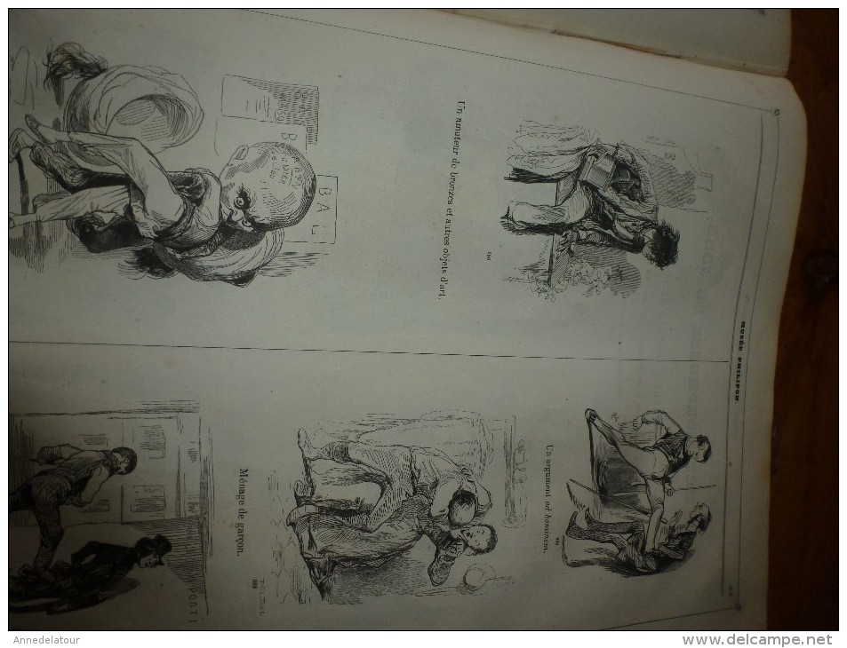 Journal pour rire années 1840  Musée PHILIPON  : Musée et Magasin comiques LES HOMMES A TÊTES DE BÊTES , Croquis divers