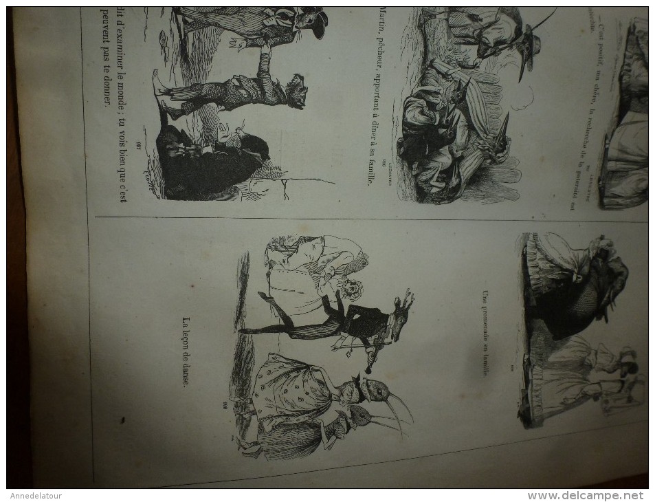 Journal pour rire années 1840  Musée PHILIPON  : Musée et Magasin comiques LES HOMMES A TÊTES DE BÊTES , Croquis divers