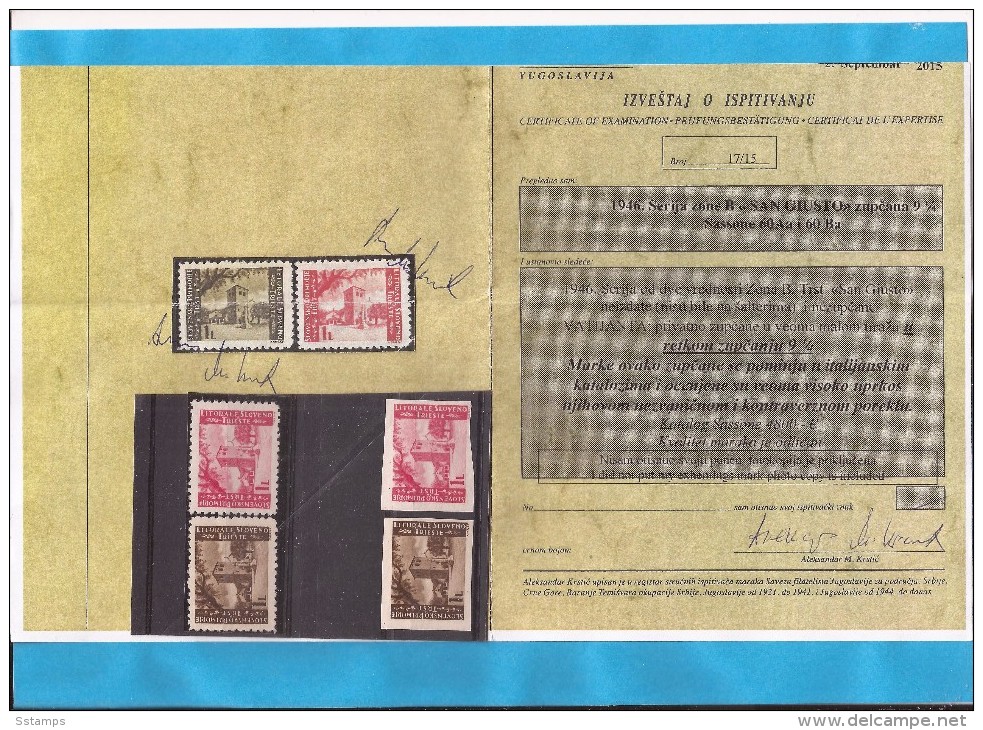 1945  IV - V  SAN GIUSTO ISTRIEN UND SLOWENISCHE KUESTENLAND TRIESTE PERFORATE 9 1-4 ATEST NICHT IM MICHEL RR SELTEN MNH - Occ. Yougoslave: Istria