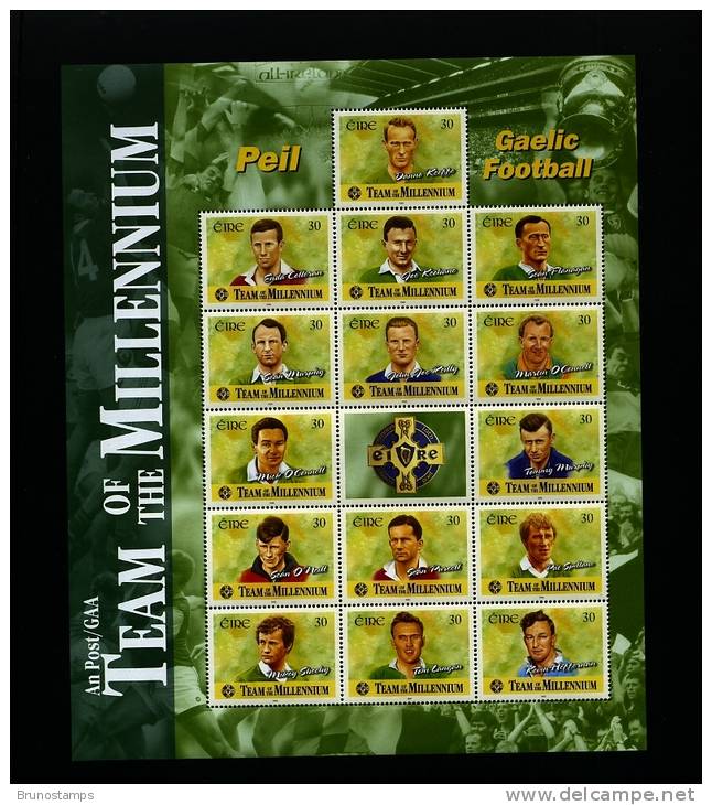 IRELAND/EIRE - 1999  TEAM OF THE MILLENIUM - GAELIC FOOTBALL  MS   MINT NH - Blocchi & Foglietti