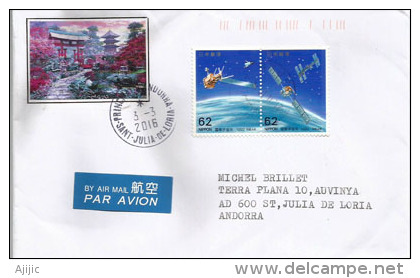 JAPON, Station Spatiale & Satellte D'observation (Année De L'Espace) Lettre Adressée En ANDORRE, Avec Timbre à Date - Asia